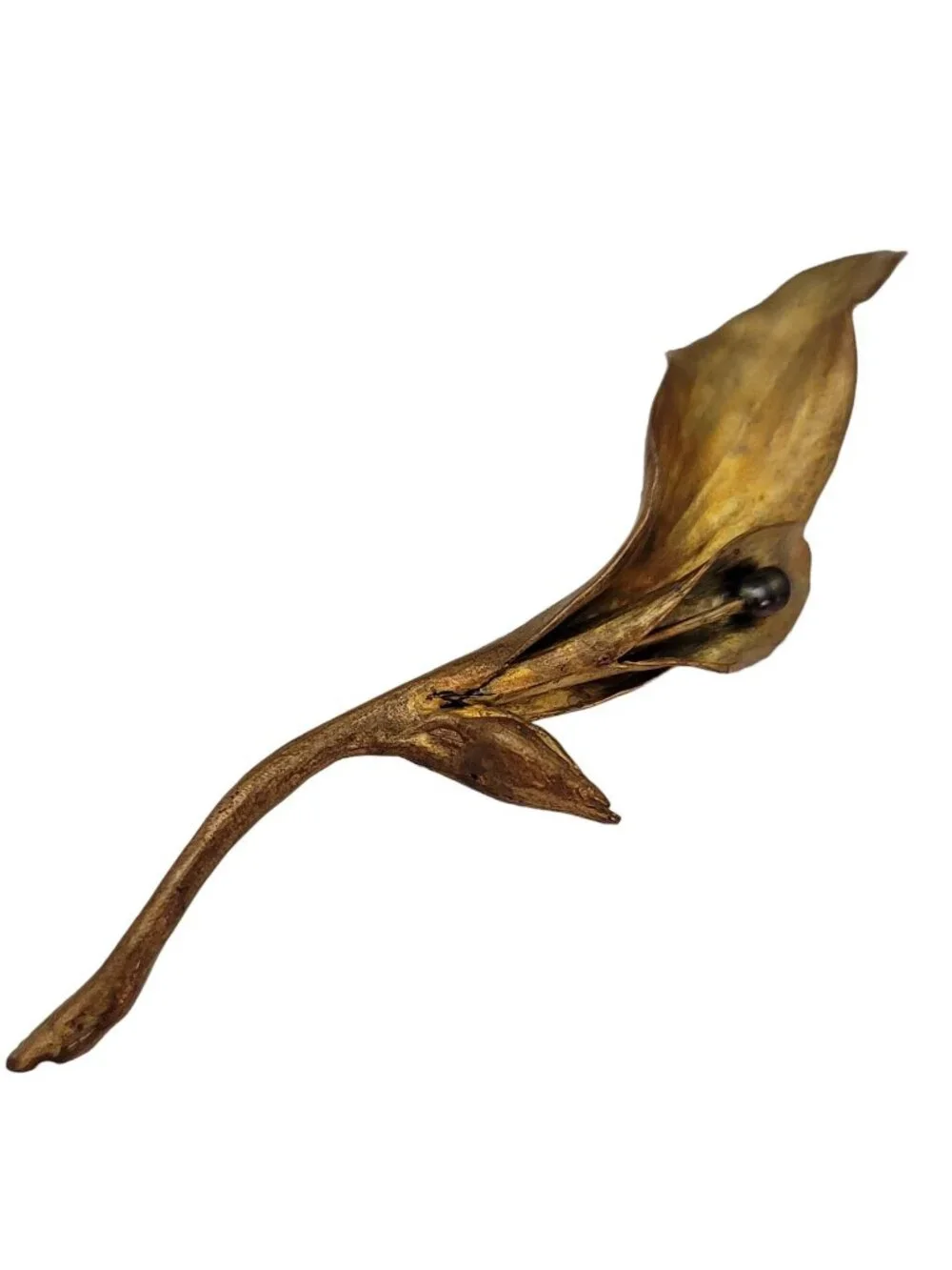 Michael Michaud Bronze Calla Lily Center Genuine Freshwater Pearl Brooch E755